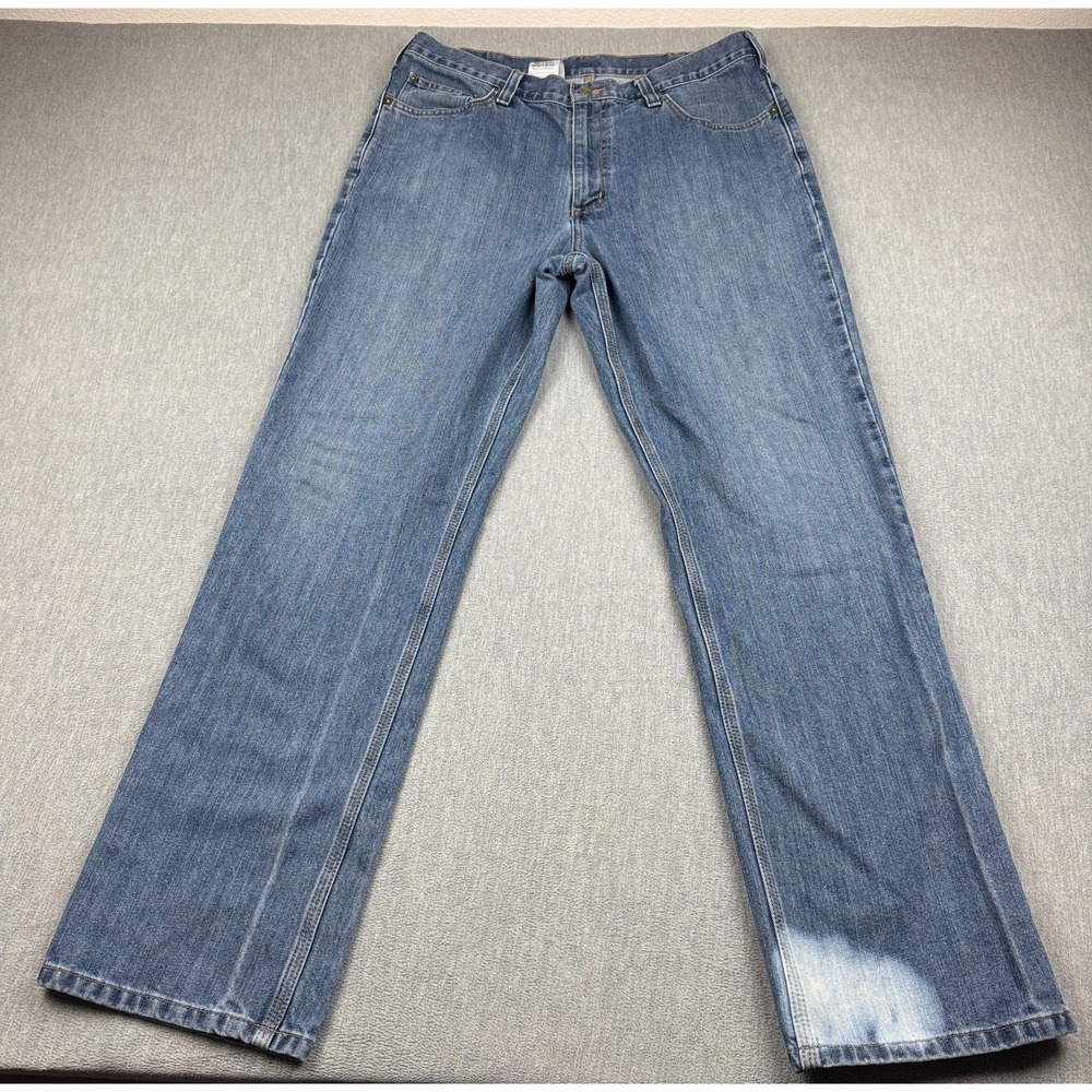 Carhartt Jeans Mens 36x34 Blue Denim Relaxed Fit Straight Holter Workwear 101483